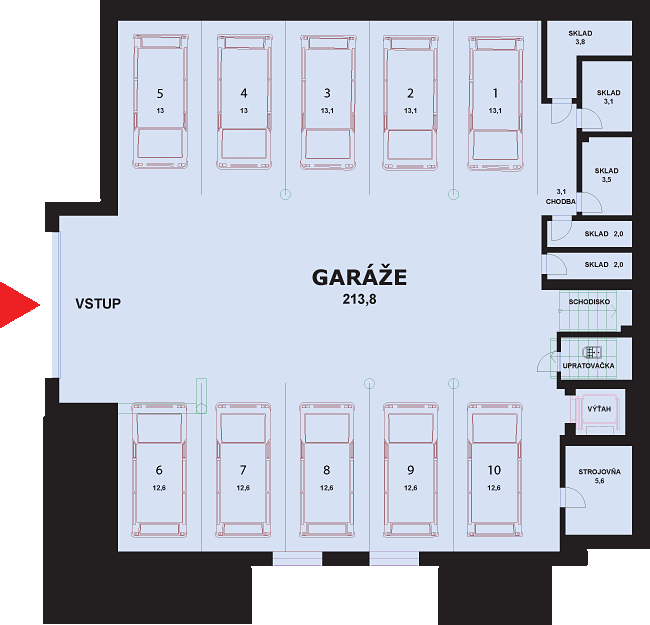 Polosuterén - garáže